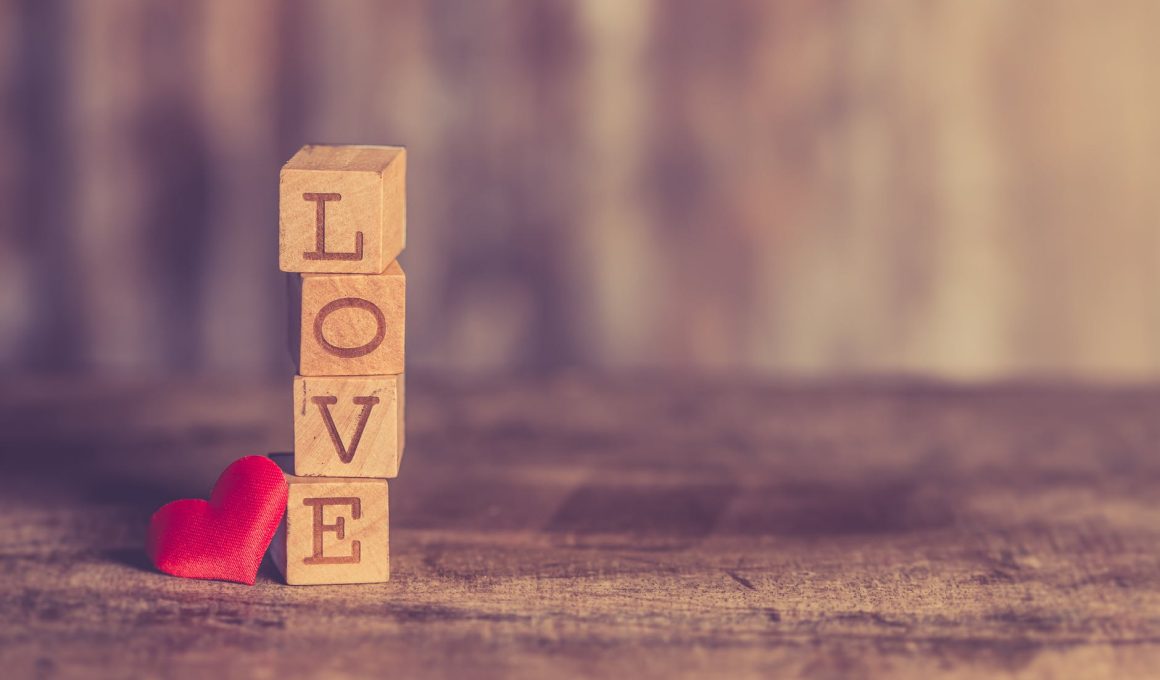 stack of love wooden blocks