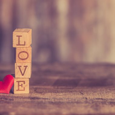 stack of love wooden blocks