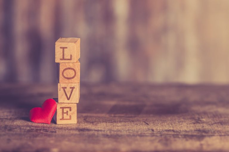 stack of love wooden blocks