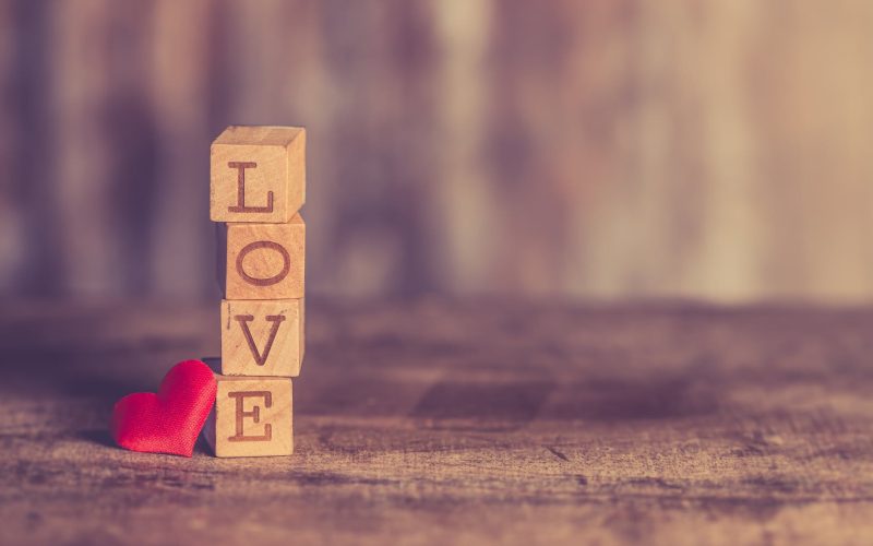 stack of love wooden blocks