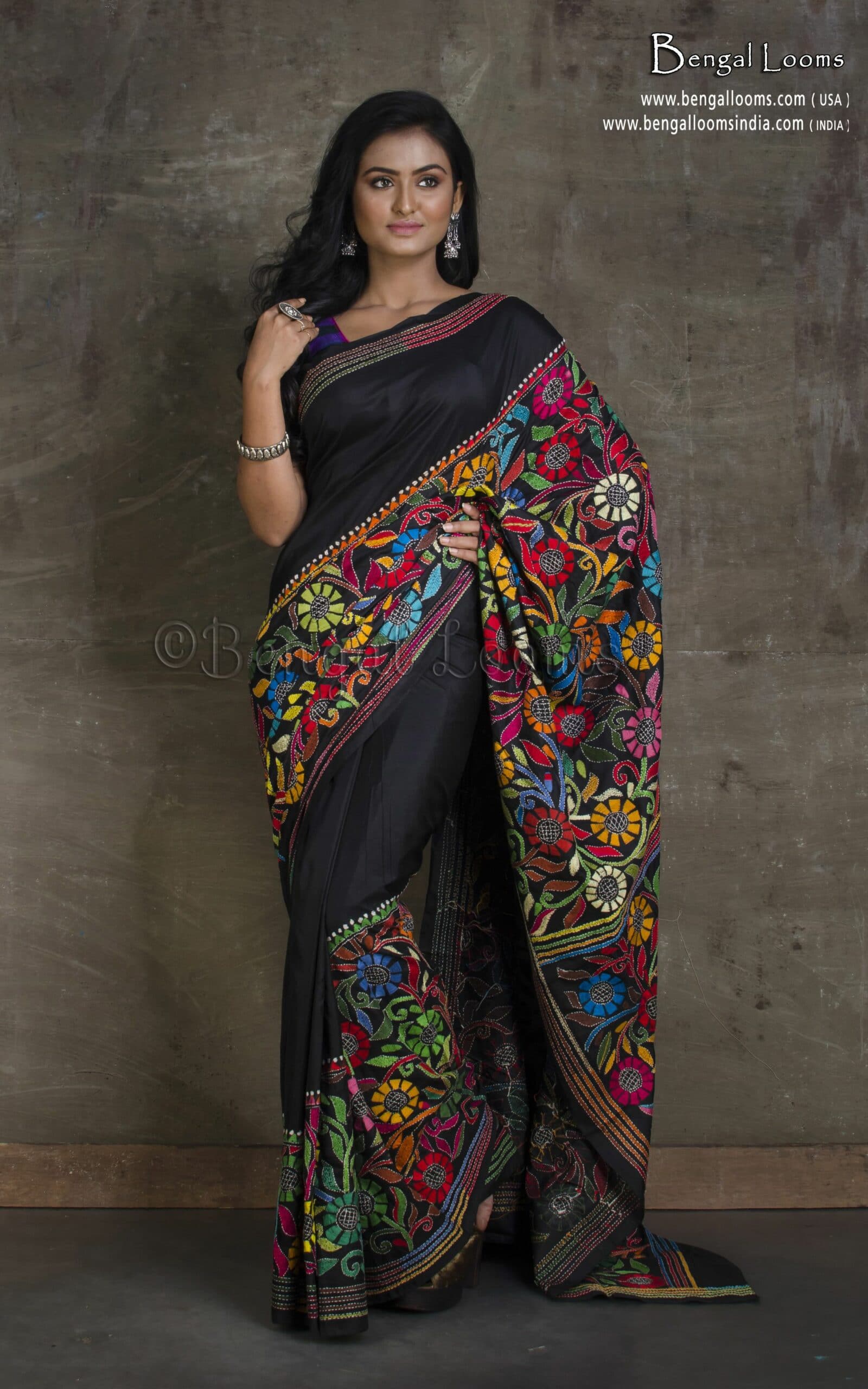 Kantha Stitch Saree