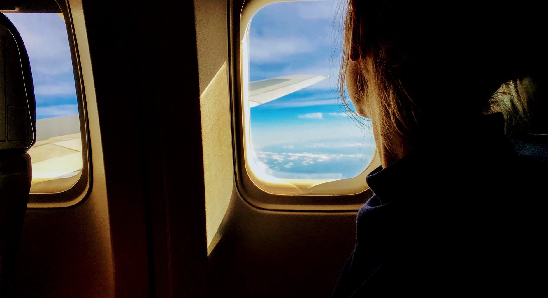 person riding on a plane