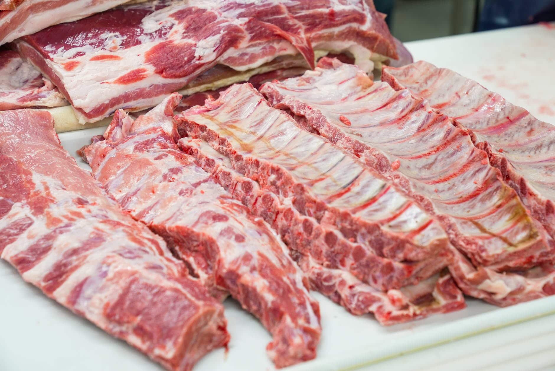 displayed fresh raw ribs