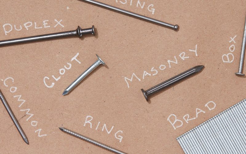 Different types of wood nails